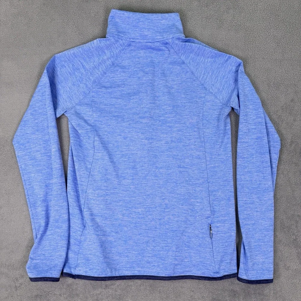 Under Armour Shirt Womens Medium Blue Heathered Long Sleeve 1/4 Zip Run Fittted - Picture 2 of 11